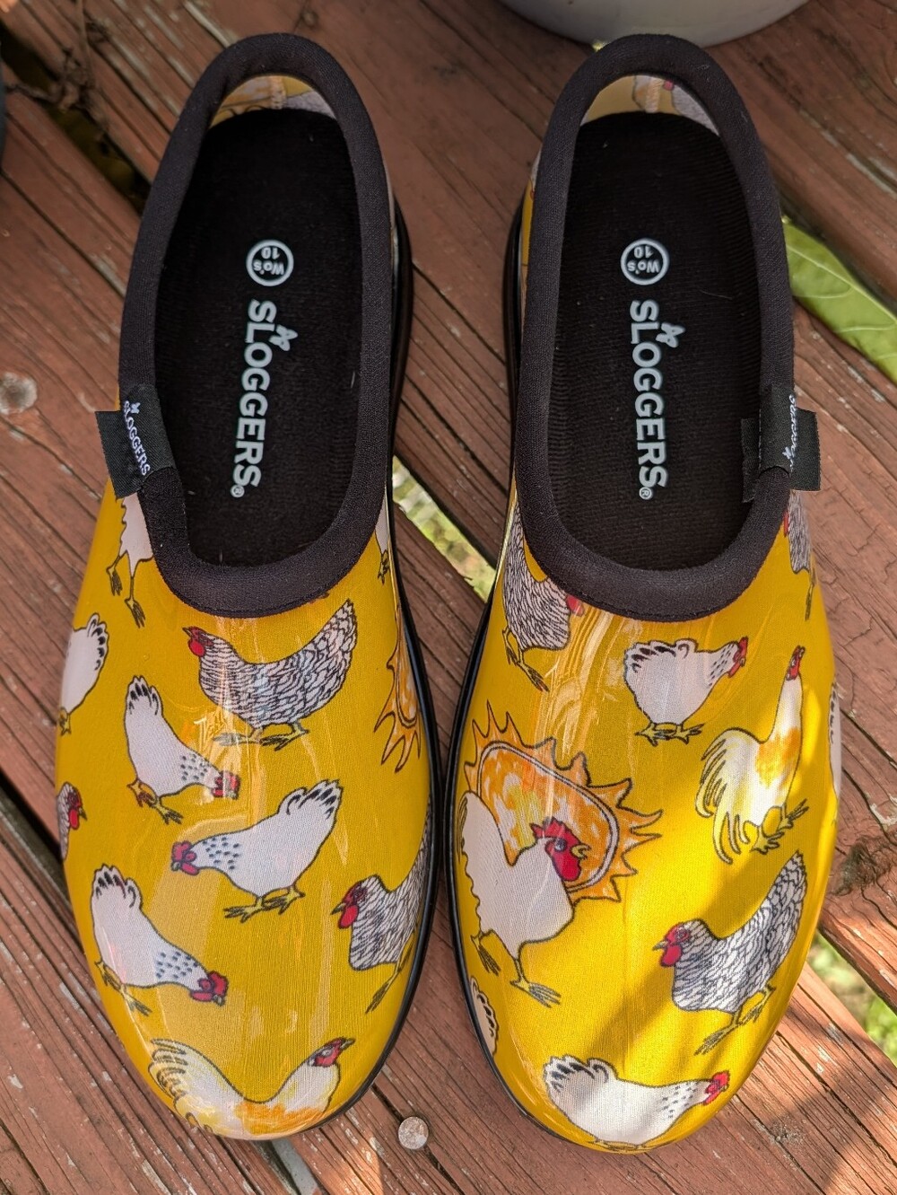 Sloggers Garden Clogs Women's 10 Yellow Chicken Print Waterproof Comfy